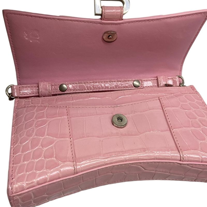 Balenciaga Wallet Hourglass Pink Chain Embossed Leather