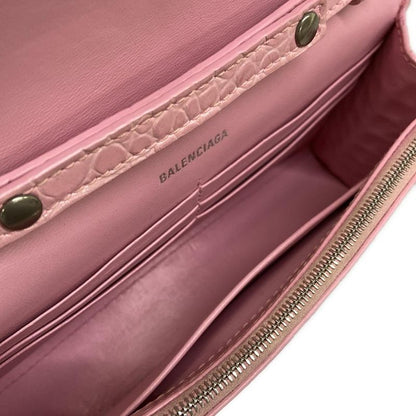 Balenciaga Wallet Hourglass Pink Chain Embossed Leather