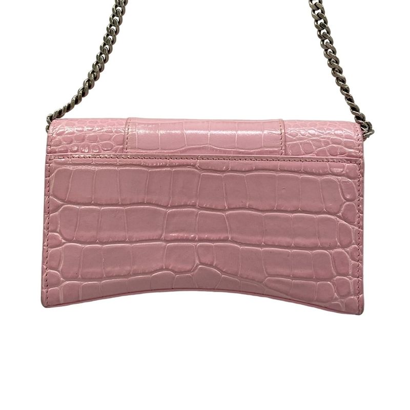 Balenciaga Wallet Hourglass Pink Chain Embossed Leather