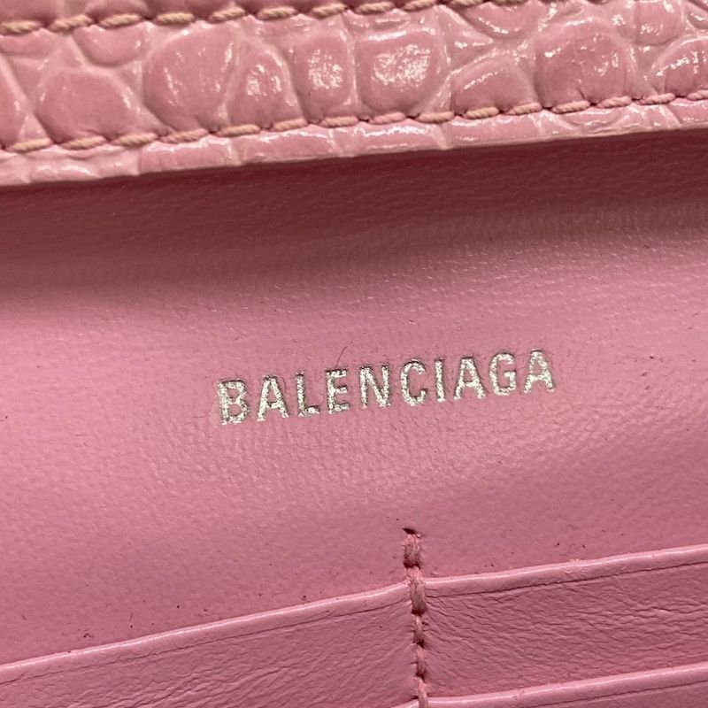 Balenciaga Wallet Hourglass Pink Chain Embossed Leather