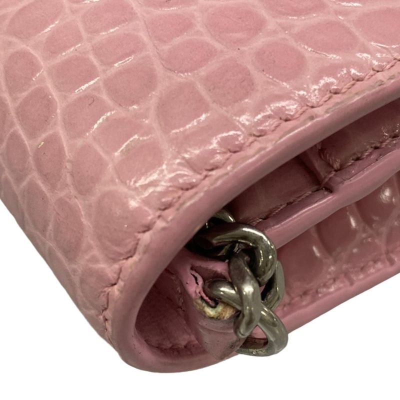 Balenciaga Wallet Hourglass Pink Chain Embossed Leather