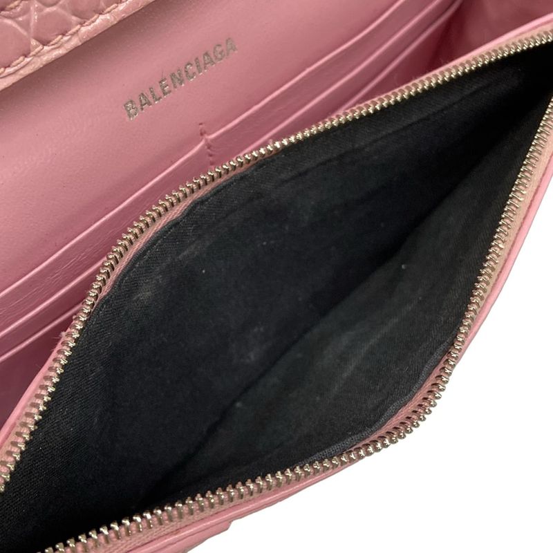 Balenciaga Wallet Hourglass Pink Chain Embossed Leather