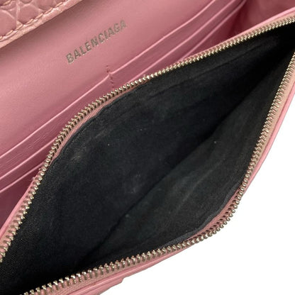 Balenciaga Wallet Hourglass Pink Chain Embossed Leather