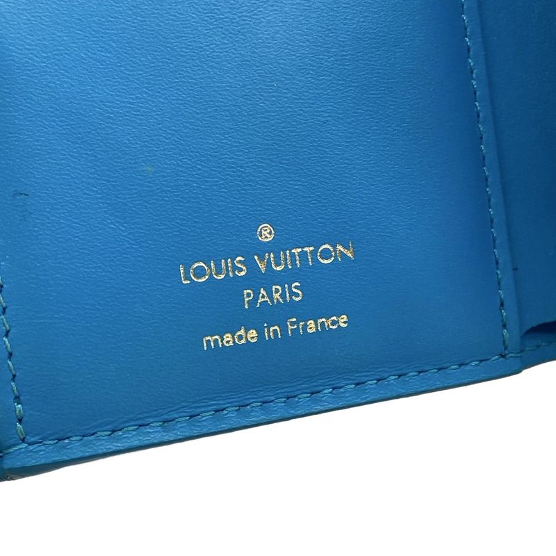Louis Vuitton Trifold Wallet Nanogram Portefeuille Victorine Blue