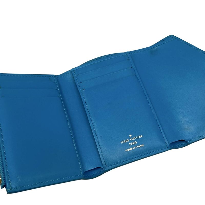 Louis Vuitton Trifold Wallet Nanogram Portefeuille Victorine Blue