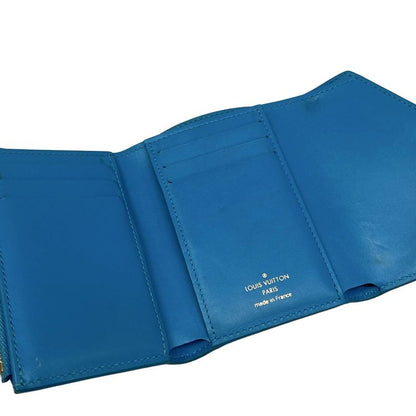 Louis Vuitton Trifold Wallet Nanogram Portefeuille Victorine Blue