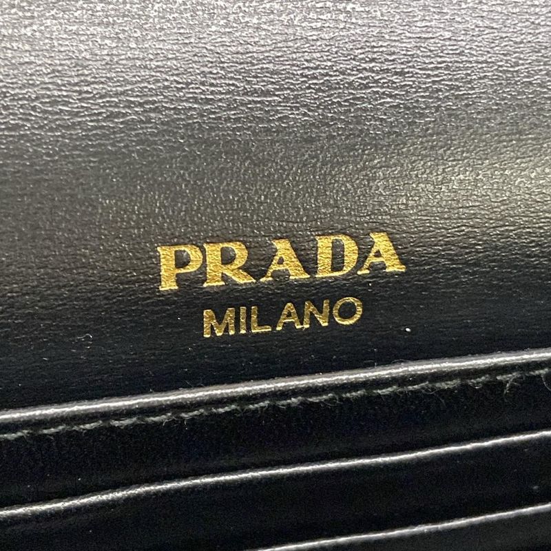 Prada Wallet Black Chain with Removable Strap Leather
