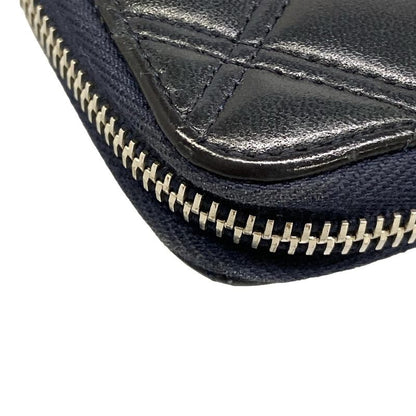 Chanel Wallet Bicolor Black Navy Silver CC Logo Zip Around