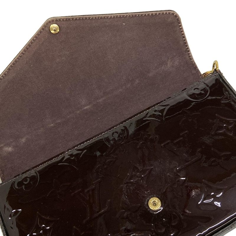 Louis Vuitton Wallet Monogram Vernis Pochette Felicie Amarante Leather