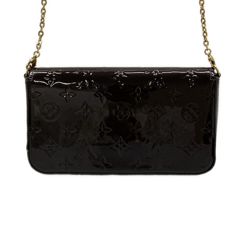 Louis Vuitton Wallet Monogram Vernis Pochette Felicie Amarante Leather