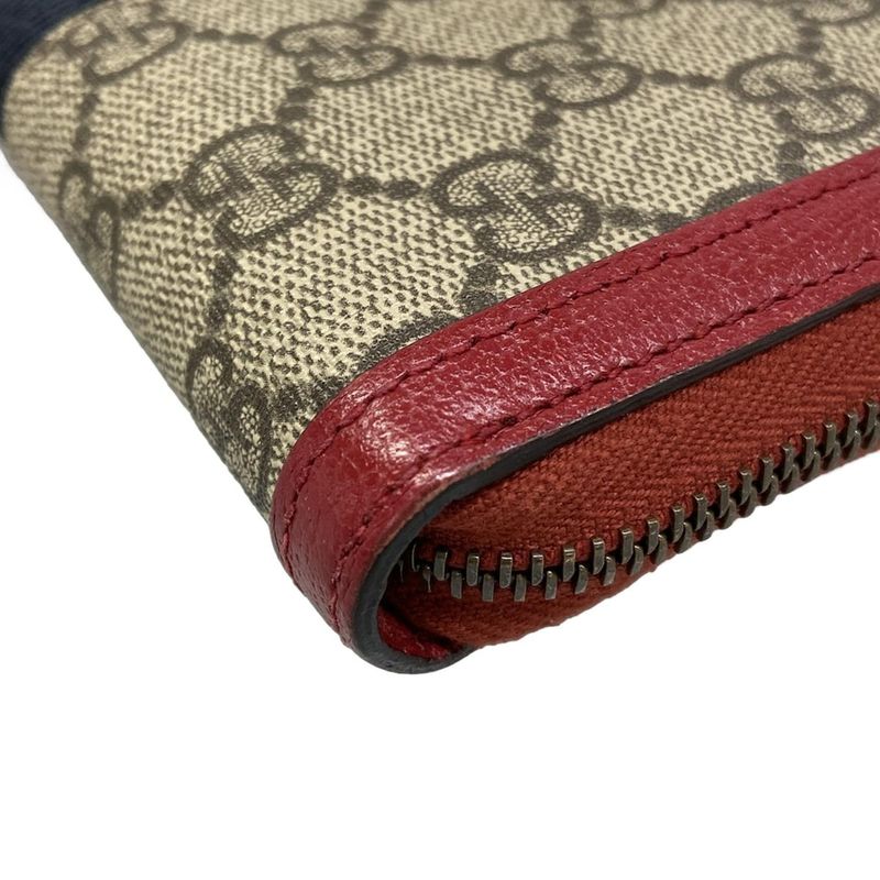 Gucci Wallet Queen Margaret Dark Brown Red Multi Zip Around Dark Multi