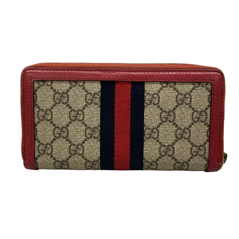 Gucci Wallet Queen Margaret Dark Brown Red Multi Zip Around Dark Multi