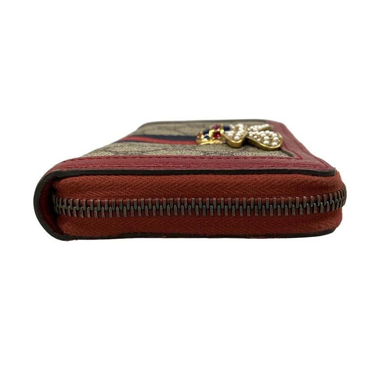 Gucci Wallet Queen Margaret Dark Brown Red Multi Zip Around Dark Multi