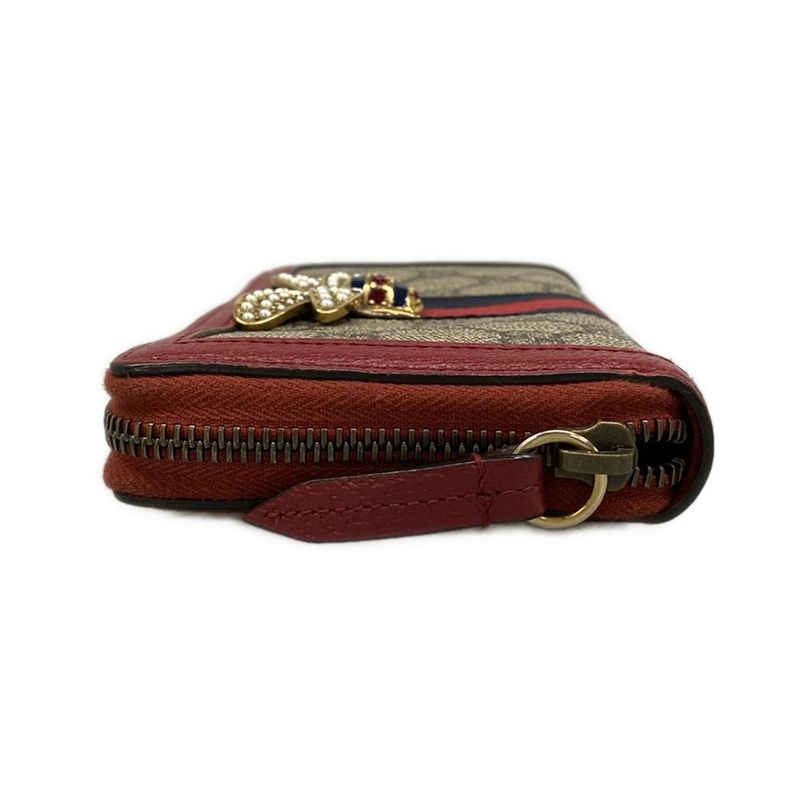 Gucci Wallet Queen Margaret Dark Brown Red Multi Zip Around Dark Multi