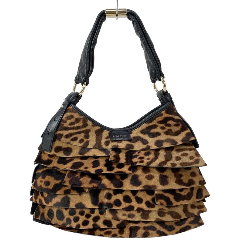 Saint Laurent Yves Rive Gauche Handbag Tropez Dark Brown Beige