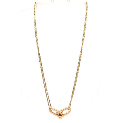 Tiffany & Co Necklace Large Double Link Pendant 18K Pink