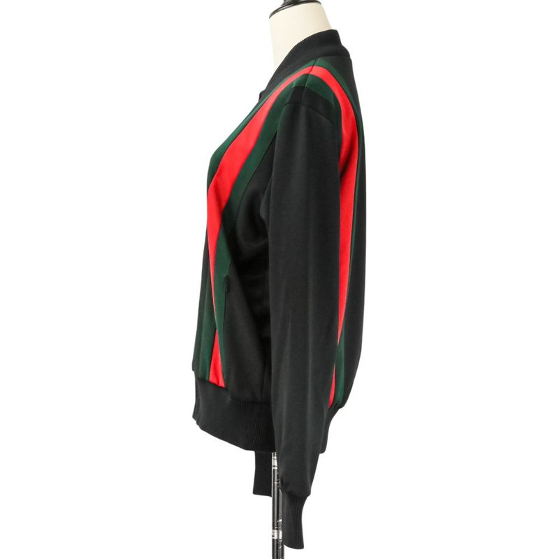 Gucci Webline Technical Jersey Full Zip Track Bomber Jacket S Black Red Green