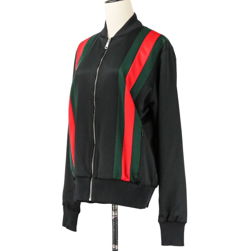 Gucci Webline Technical Jersey Full Zip Track Bomber Jacket S Black Red Green