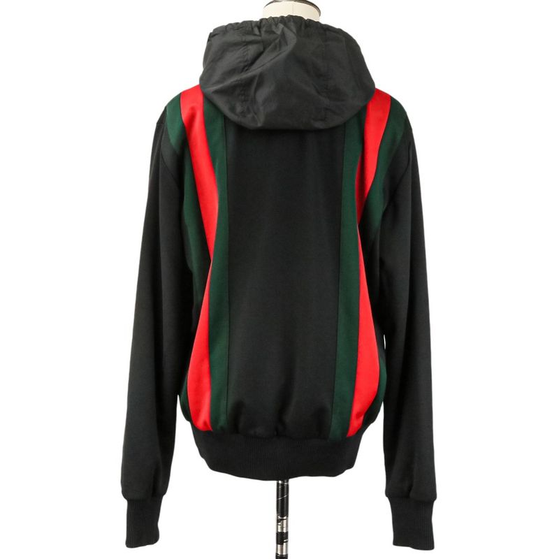 Gucci Webline Technical Jersey Full Zip Track Bomber Jacket S Black Red Green