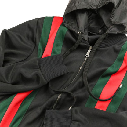 Gucci Webline Technical Jersey Full Zip Track Bomber Jacket S Black Red Green