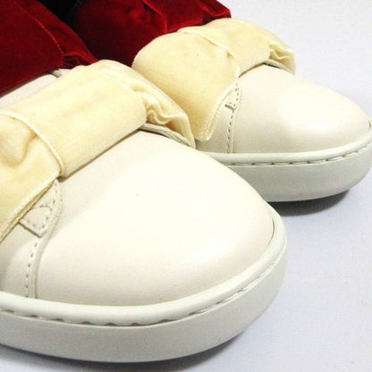 Gucci Ribbon Bee Low Cut Slip on Sneakers 36.5 White Red Navy