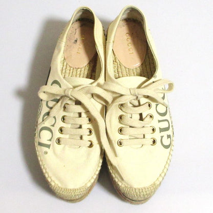 Gucci Logo Print Espadrilles Platform Mushuze 35.5 Off-white