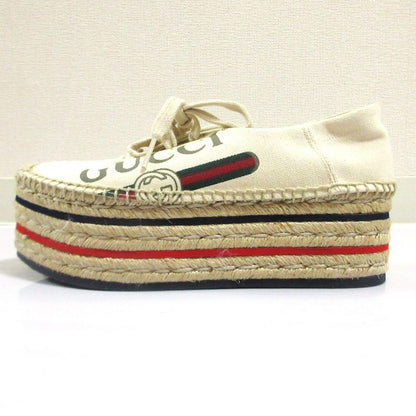 Gucci Logo Print Espadrilles Platform Mushuze 35.5 Off-white