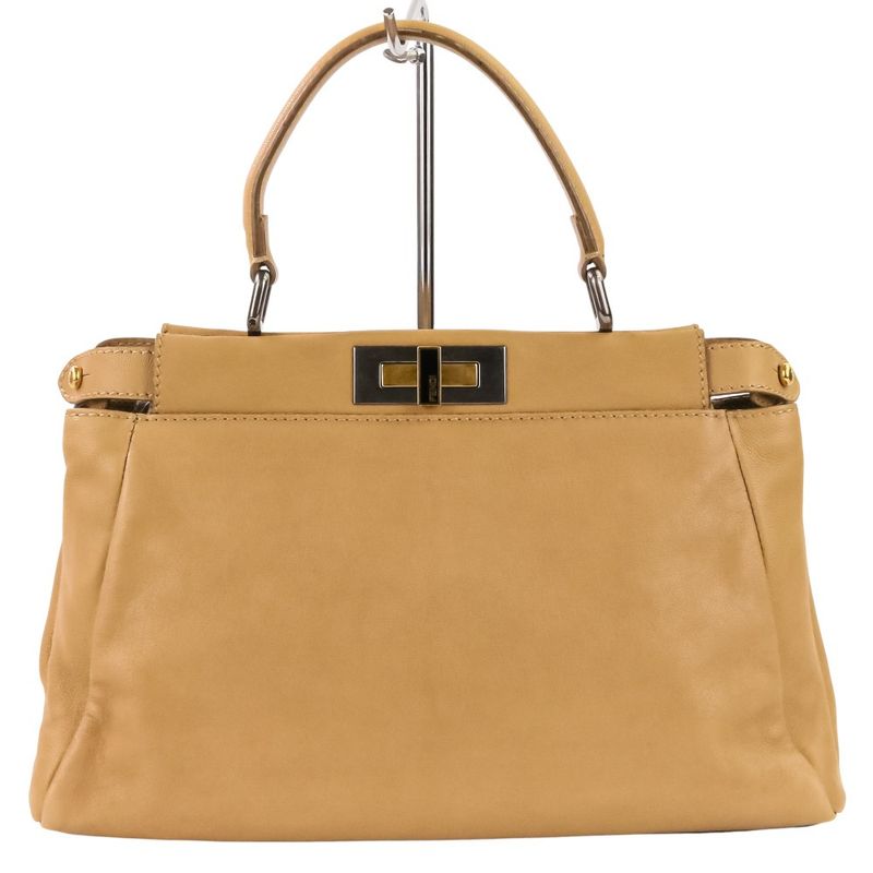 Fendi Peekaboo 2-Way Shoulder Bag Brown Beige