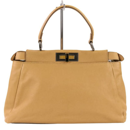 Fendi Peekaboo 2-Way Shoulder Bag Brown Beige