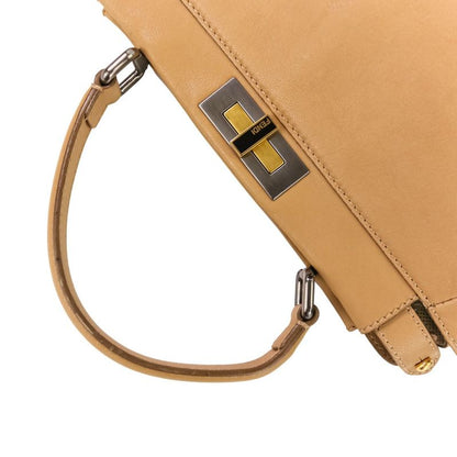 Fendi Peekaboo 2-Way Shoulder Bag Brown Beige