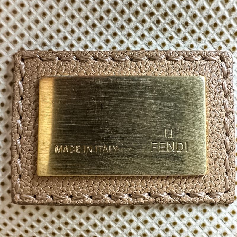 Fendi Peekaboo 2-Way Shoulder Bag Brown Beige