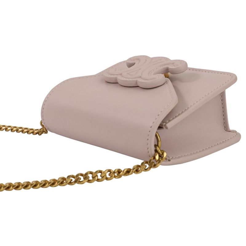 Celine Triomphe Chain Card Holder Mini Shoulder Bag Light Pink