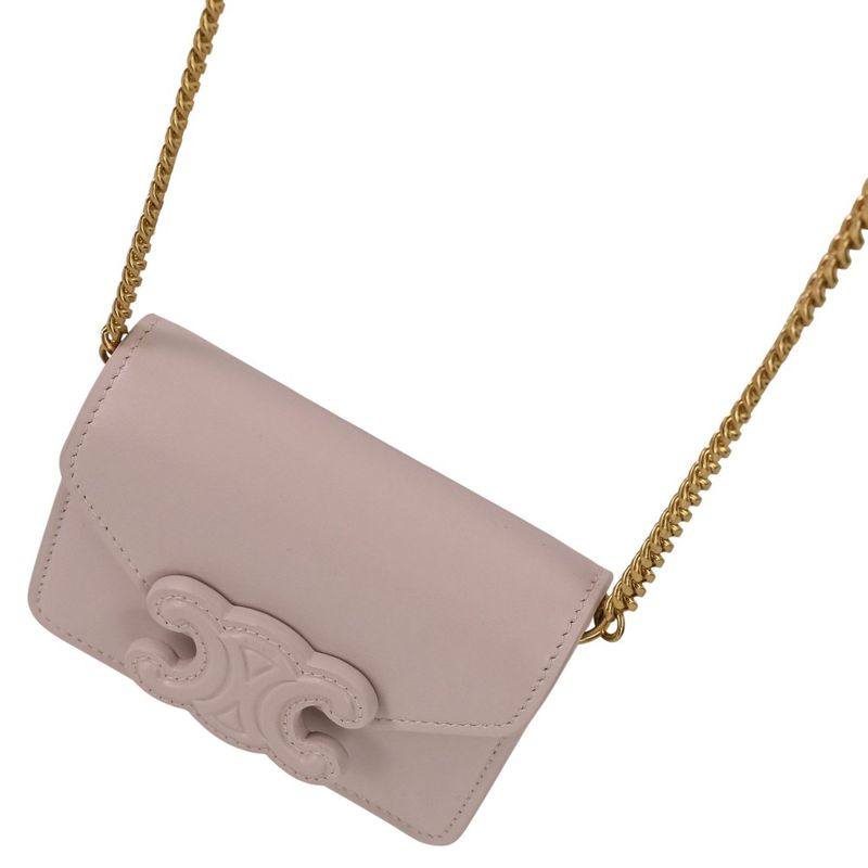 Celine Triomphe Chain Card Holder Mini Shoulder Bag Light Pink