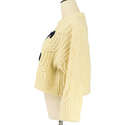Celine Triomphe Crew Neck Knit Sweater S Ivory