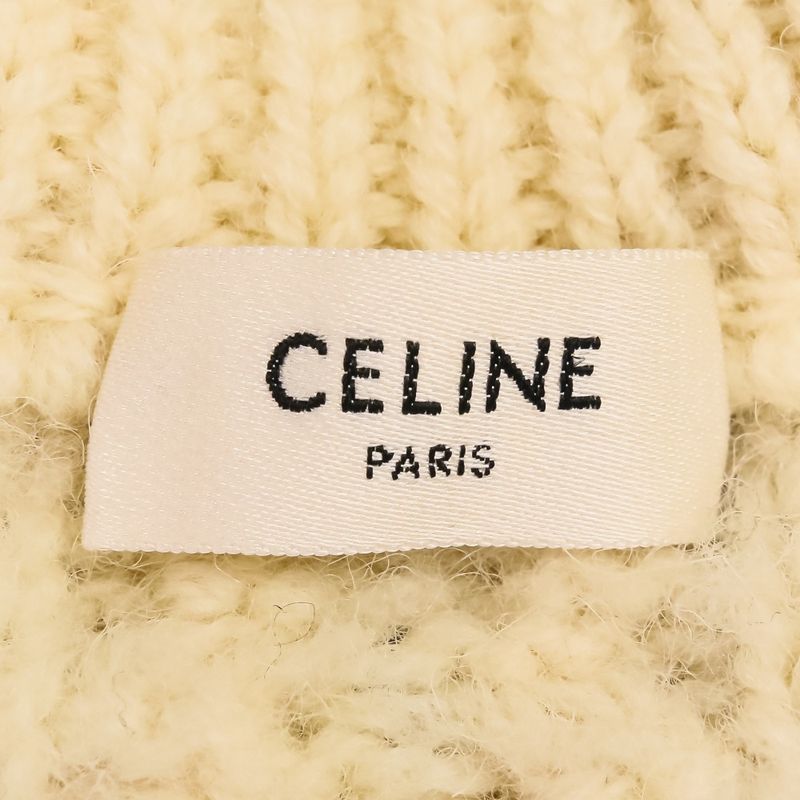 Celine Triomphe Crew Neck Knit Sweater S Ivory