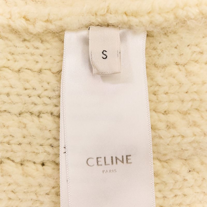 Celine Triomphe Crew Neck Knit Sweater S Ivory