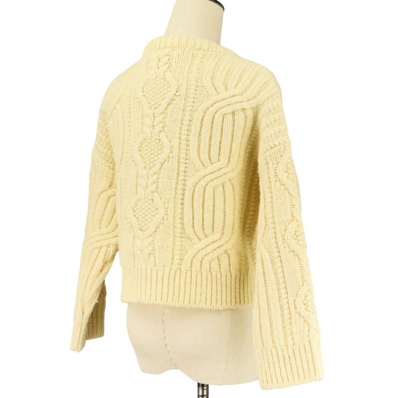 Celine Triomphe Crew Neck Knit Sweater S Ivory