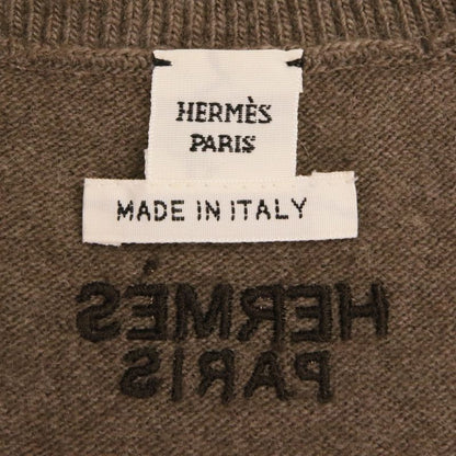 Hermes les Tambours Front Embroidery Wool Short Sleeve Knit Top