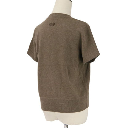 Hermes les Tambours Front Embroidery Wool Short Sleeve Knit Top