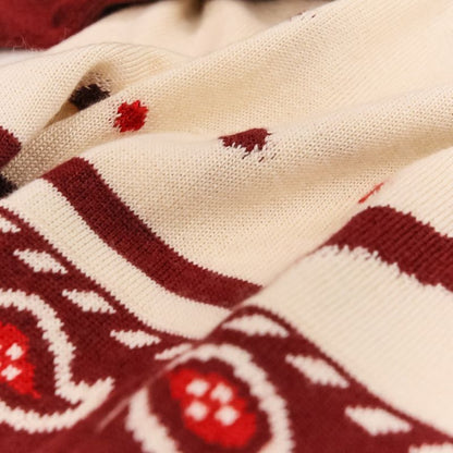 Hermes Harnais de Cour Cashmere Silk Knit Cardigan 40 Red Off White Off-white