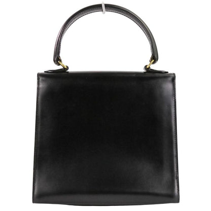 Celine Leather Chain Lock Handbag 2-Way Shoulder Black