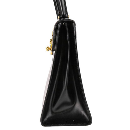 Celine Leather Chain Lock Handbag 2-Way Shoulder Black