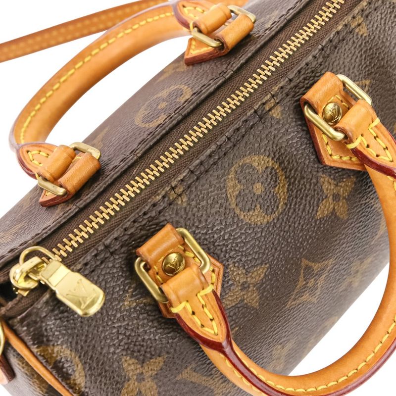Louis Vuitton Nano Speedy Monogram Shoulder Pouch Mini Bag Brown