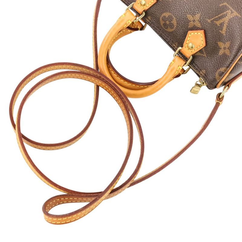 Louis Vuitton Nano Speedy Monogram Shoulder Pouch Mini Bag Brown