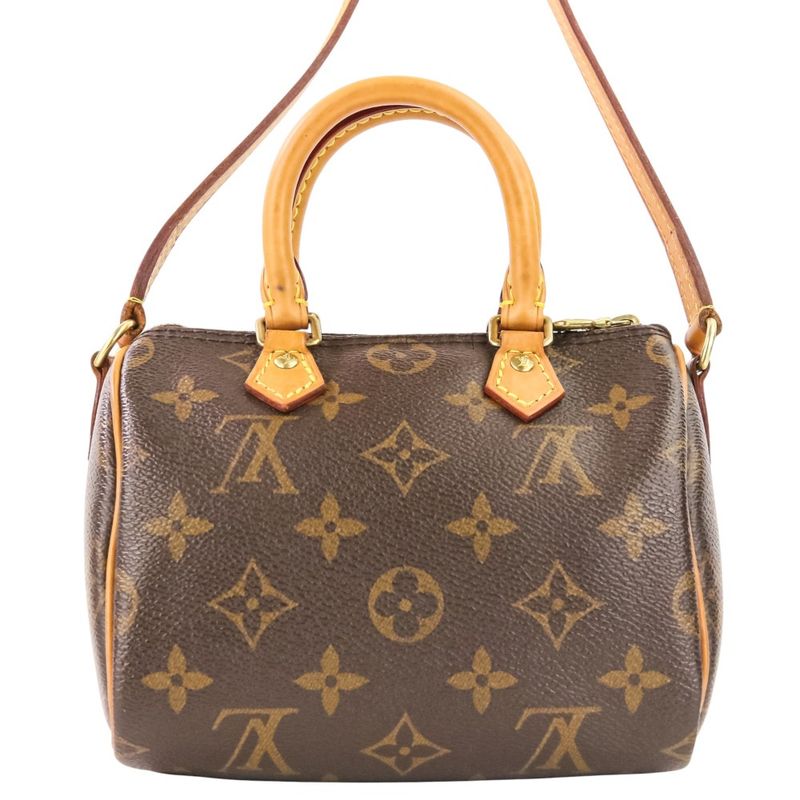 Louis Vuitton Nano Speedy Monogram Shoulder Pouch Mini Bag Brown