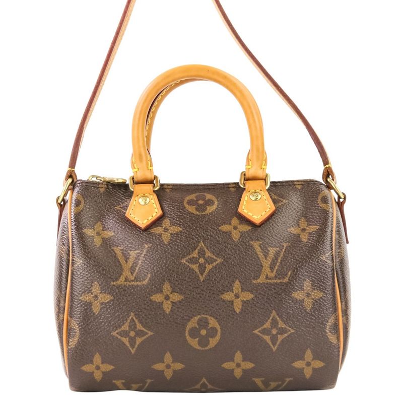 Louis Vuitton Nano Speedy Monogram Shoulder Pouch Mini Bag Brown