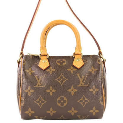 Louis Vuitton Nano Speedy Monogram Shoulder Pouch Mini Bag Brown