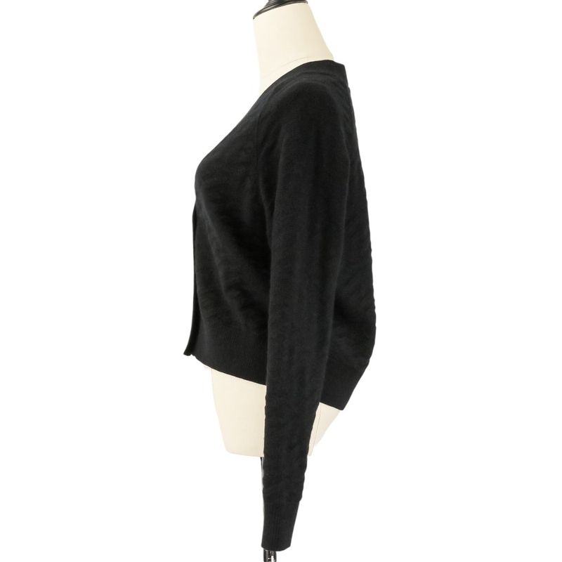 Hermes Button Wool Knit V-neck Cardigan 34 Black