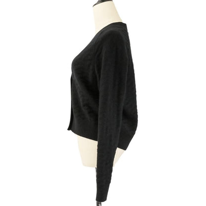 Hermes Button Wool Knit V-neck Cardigan 34 Black