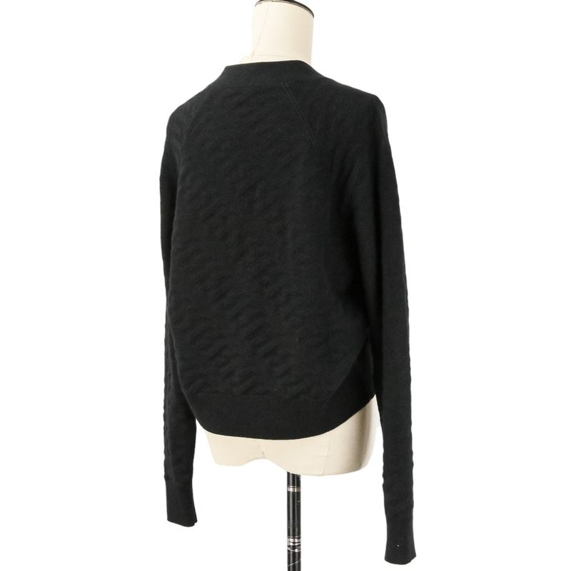 Hermes Button Wool Knit V-neck Cardigan 34 Black